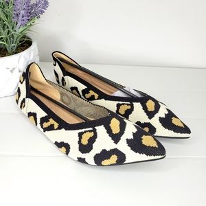 Leopard Pattern Point Toe Ballet Flats New 39